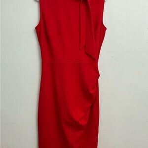 Miusol Red Asymmetrical Ruffled Sheath Dress